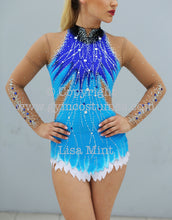 Lade das Bild in den Galerie-Viewer, -Blau Türkis Anzug für rhythmische Gymnastik RSG-Anzug  Sportakrobatik