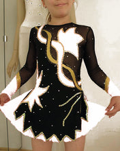Lade das Bild in den Galerie-Viewer, Schwarz Kürkleid Eiskunstlaufklei Rollkunstlaufen Tanzkleid Tanzmariechen