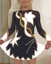 Lade das Bild in den Galerie-Viewer, Schwarz Kürkleid Eiskunstlaufklei Rollkunstlaufen Tanzkleid Tanzmariechen