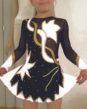 Lade das Bild in den Galerie-Viewer, Schwarz Kürkleid Eiskunstlaufklei Rollkunstlaufen Tanzkleid Tanzmariechen