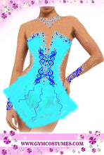Lade das Bild in den Galerie-Viewer, Türkis Schwarz  Eiskunstlaufkleid Kürkleid Rollkunstlaufen Tanzkleid Tanzmariechen