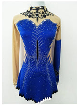 Lade das Bild in den Galerie-Viewer, Blau Eiskunstlaufkleid Rollkunstlaufen  Kürkleid Tanzkleid Tanzmariechen