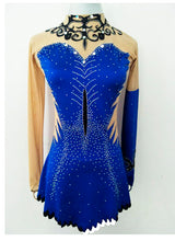 Lade das Bild in den Galerie-Viewer, Dl. Blau Eiskunstlaufkleid Rollkunstlaufen  Kürkleid Tanzkleid Tanzmariechen