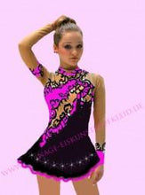 Lade das Bild in den Galerie-Viewer, Schwarz Pink Kürkleid  Eiskunstlaufkleid Tanzkleid Tanzmariechen  Kleid