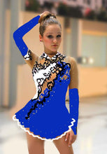 Lade das Bild in den Galerie-Viewer, Dl. Blau Eiskunstlaufkleid Rollkunstlaufen  Kürkleid Tanzkleid Tanzmariechen