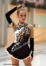Lade das Bild in den Galerie-Viewer, Schwarz Kürkleid Eiskunstlaufklei Rollkunstlaufen Tanzkleid Tanzmariechen