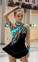 Lade das Bild in den Galerie-Viewer, Schwarz Kürkleid Eiskunstlaufklei Rollkunstlaufen Tanzkleid Tanzmariechen