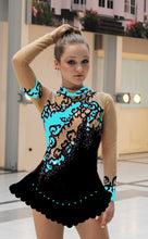 Lade das Bild in den Galerie-Viewer, Schwarz Kürkleid Eiskunstlaufklei Rollkunstlaufen Tanzkleid Tanzmariechen