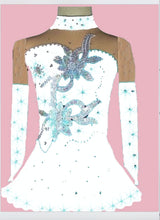Lade das Bild in den Galerie-Viewer, Weiß Eiskunstlaufkleid Rollkunstlaufen  Kürkleid Tanzkleid Tanzmariechen