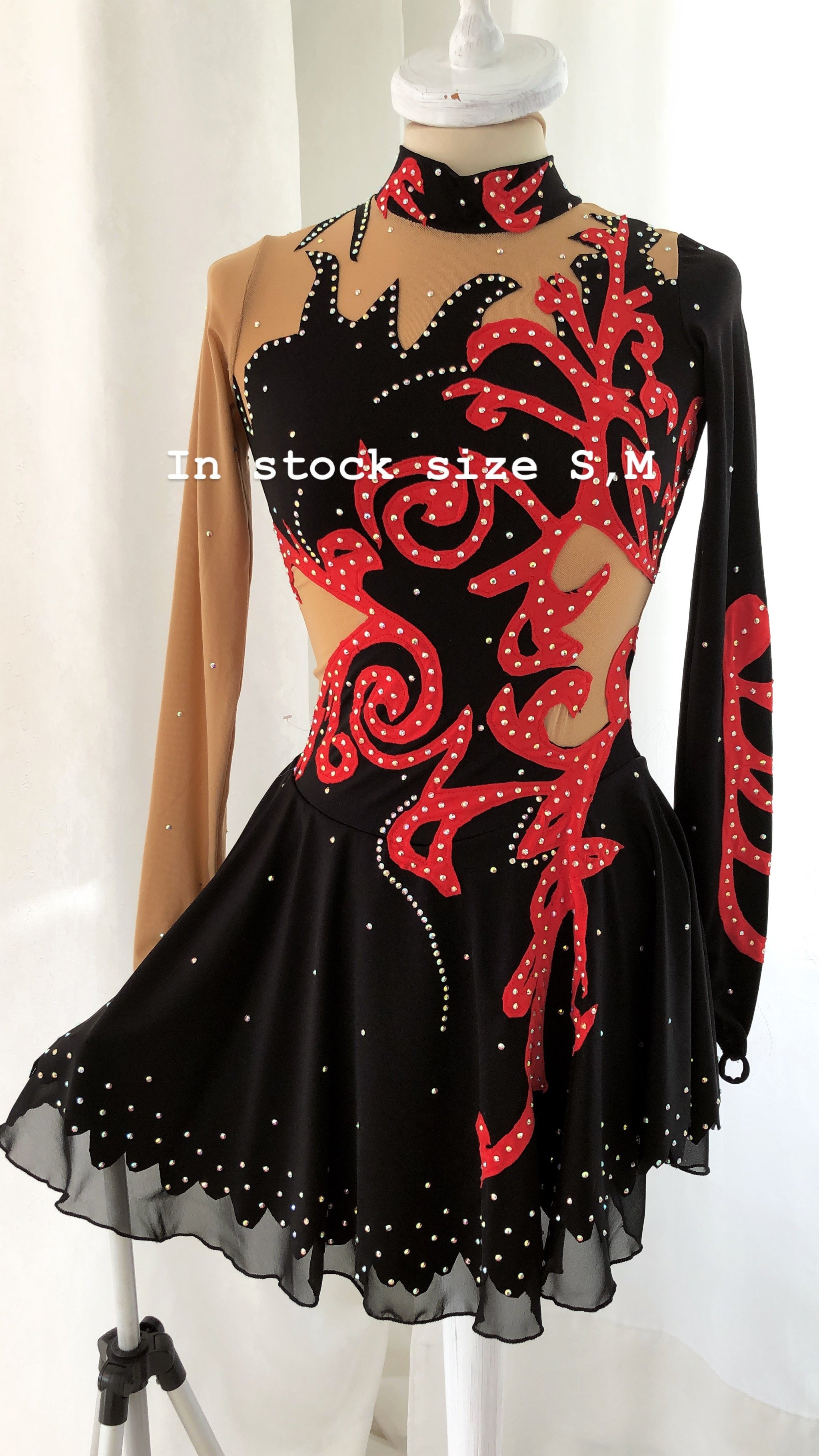 Kaerm Glitzer-Tanzkleid Mit Strass - Asymmetrisch & Elegant Für Eiskunstlauf & Ballett