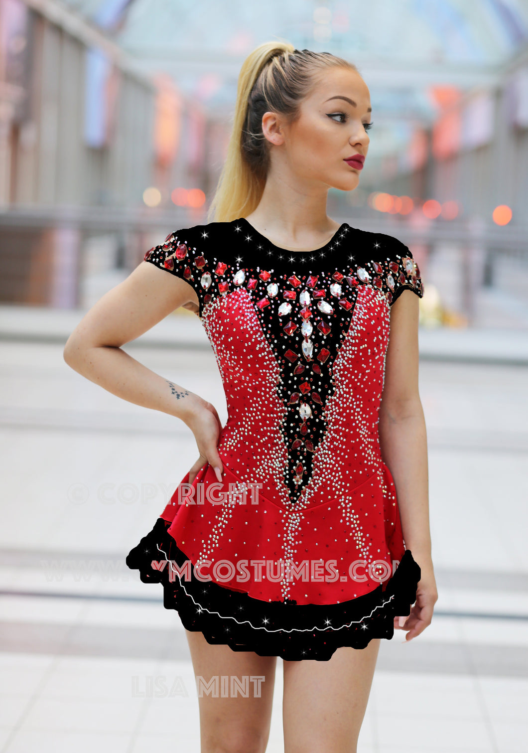 Schwarz Pink  Kürkleid  Eiskunstlaufkleid Tanzkleid Tanzmariechen  Kleid
