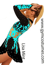 Lade das Bild in den Galerie-Viewer, Türkis Schwarz  Eiskunstlaufkleid Kürkleid Rollkunstlaufen Tanzkleid Tanzmariechen

