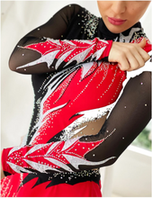 Lade das Bild in den Galerie-Viewer, -Rot Sportakrobatik Akrobatik Anzug für rhythmische Gymnastik RSG-Anzug
