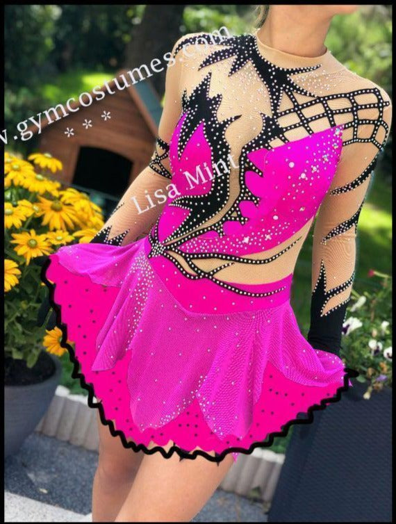 -Pink Karnevalkleid Faschingkleid Rock'n Roll Showtanzkleid Tanzkleid Tanzmariechen