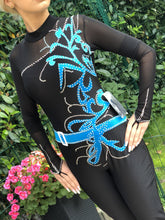Lade das Bild in den Galerie-Viewer, Türkis Sportakrobatik Akrobatik Anzug für rhythmische Gymnastik RSG-Anzug

