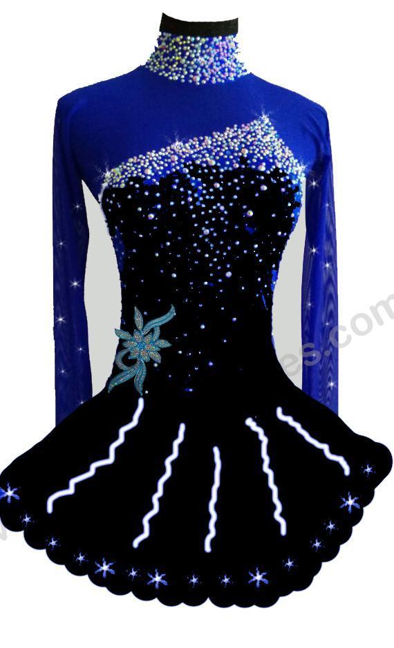 Blau Schwarz Kürkleid  Eiskunstlaufkleid Tanzkleid Tanzmariechen  Kleid