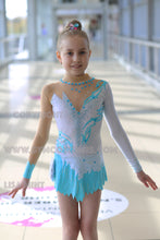 Lade das Bild in den Galerie-Viewer, -Blau Kürkleid Eiskunstlaufkleid Rollkunstlaufen Tanzkleid Tanzmariechen

