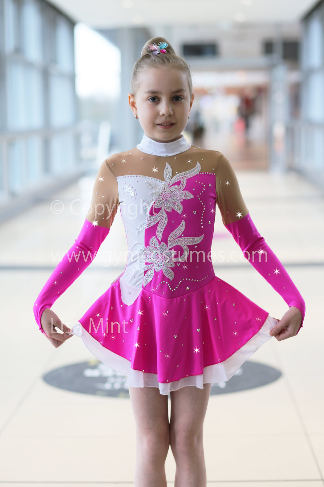 -Pink Kürkleid Eiskunstlaufklei Rollkunstlaufen Tanzkleid Tanzmariechen