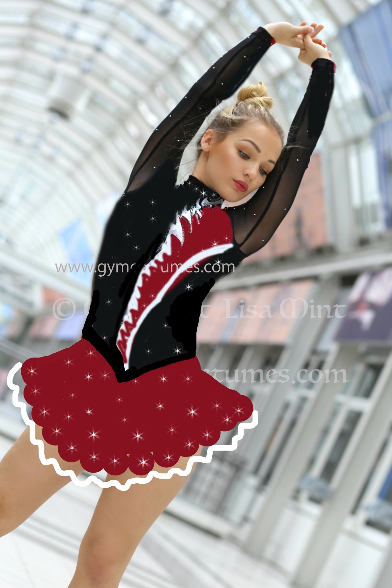 black and red ice skating dress Red and Black Figure Skating Costume: Customized Dress