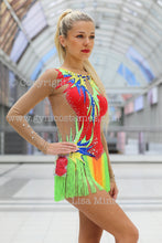 Lade das Bild in den Galerie-Viewer, -Neongrün Kürkleid Eiskunstlaufkleid Karnevalkleid Tanzkleid Tanzmariechen
