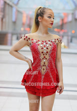 Lade das Bild in den Galerie-Viewer, -Rot Kürkleid Eiskunstlaufkleid Karnevalkleid Showtanzkleid Tanzmariechen

