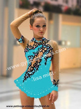 Lade das Bild in den Galerie-Viewer, Weiß Türkis Kürkleid Eiskunstlaufkleid Rollkunstlaufen Tanzkleid Tanzmariechen
