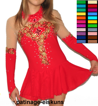 Lade das Bild in den Galerie-Viewer, Rot Schwarz  Kürkleid  Eiskunstlaufkleid Tanzkleid Tanzmariechen  Kleid
