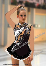 Lade das Bild in den Galerie-Viewer, Schwarz Weiß Kürkleid Eiskunstlaufklei Rollkunstlaufen Tanzkleid Tanzmariechen
