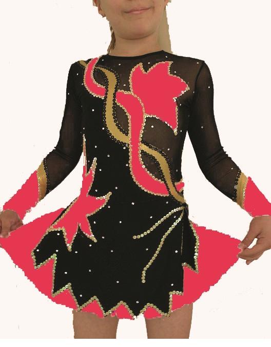 Schwarz Pink Kürkleid  Eiskunstlaufkleid Tanzkleid Tanzmariechen  Kleid