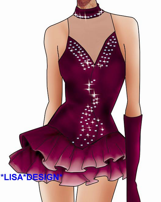 Girls' Figure Skating Dress - Burgundy Deep V Training/Competition Dress  With Long Sleeves Ice Skating Girls Sleeveless Ice Skating Dresses
